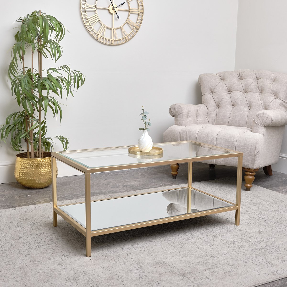 Gold Glass & Mirrored Coffee Table