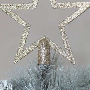 Gold Glitter Christmas Star Tree Topper - 20cm