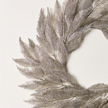 Gold Glitter Leaf Christmas Wreath - 50cm