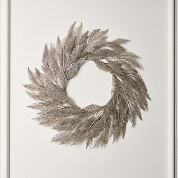 Gold Glitter Leaf Christmas Wreath - 50cm