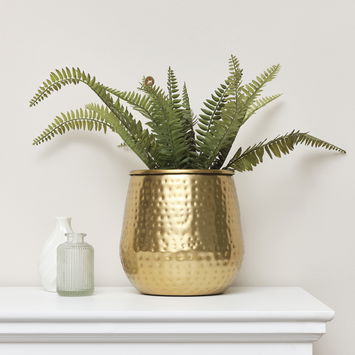 Gold Hammered Metal Planter 20cm x 20cm