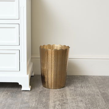 Gold Hammered Metal Waste Bin