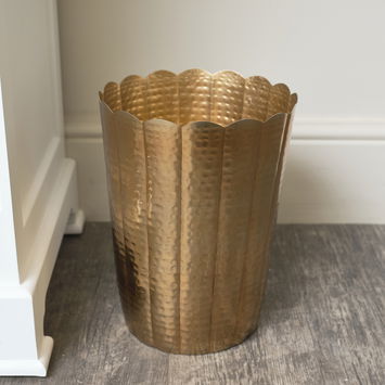 Gold Hammered Metal Waste Bin