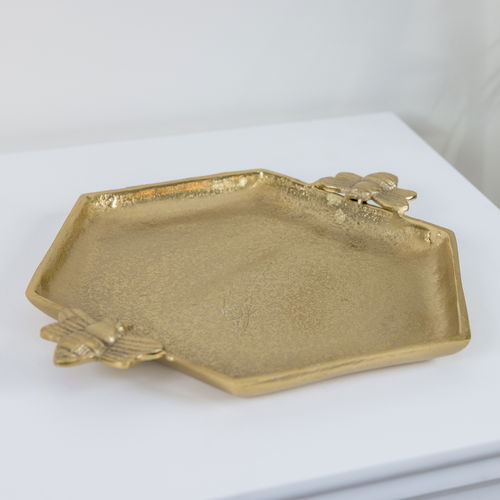 Gold Hexagon Honeycomb Bumblebee Tray