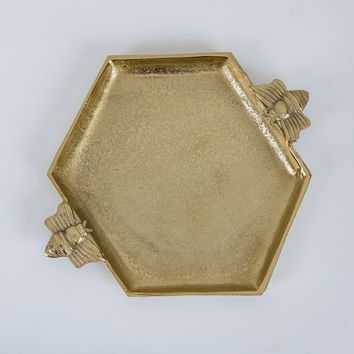 Gold Hexagon Honeycomb Bumblebee Tray