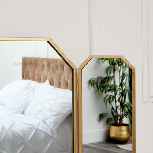 Gold Hexagon Triple Dressing Table Mirror 82cm x 59cm