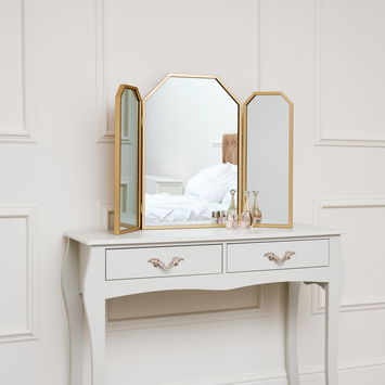 Gold Hexagon Triple Dressing Table Mirror 59cm x 82cm