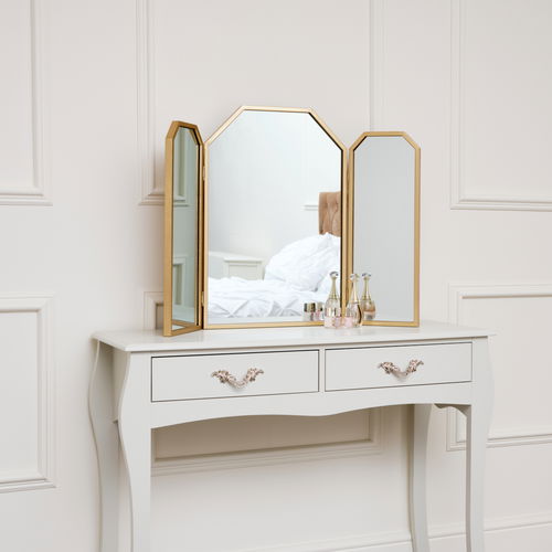 Gold Hexagon Triple Dressing Table Mirror 82cm x 59cm