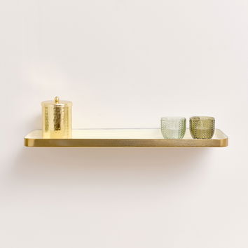 Gold & Ivory Enamelled Metal Wall Shelf - 50cm