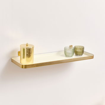 Gold & Ivory Enamelled Metal Wall Shelf - 50cm