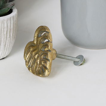 Gold Monstera Leaf Drawer Knob