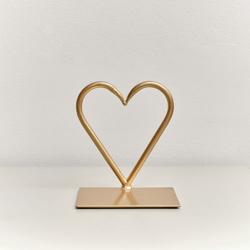 Gold Love Heart Shaped Candle Holder Stand - 15.5cm