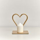 Gold Love Heart Shaped Candle Holder Stand - 15.5cm