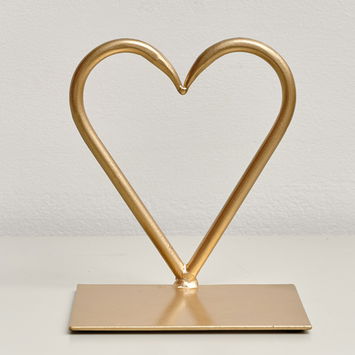 Gold Love Heart Shaped Candle Holder Stand - 15.5cm