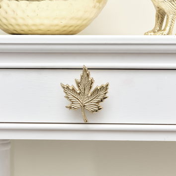 Gold Maple Leaf Drawer Knob