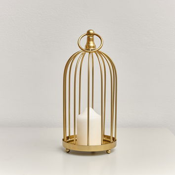 Gold Metal Birdcage Candle Holder - 24cm