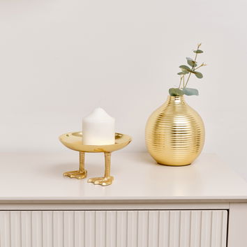 Gold Metal Duck Feet Display Bowl 