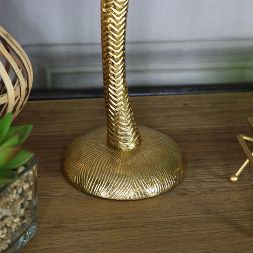 Gold Metal Palm Tree Candle Holder