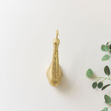 Gold Metal Peacock Wall Head - 39cm