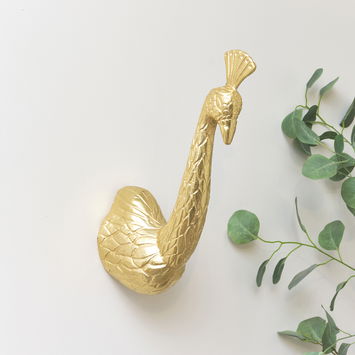 Gold Metal Peacock Wall Head - 39cm