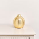 Gold Metal Ribbed Swirl Vase - 17cm