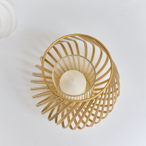 Gold Metal Wire Twist Candle Holder