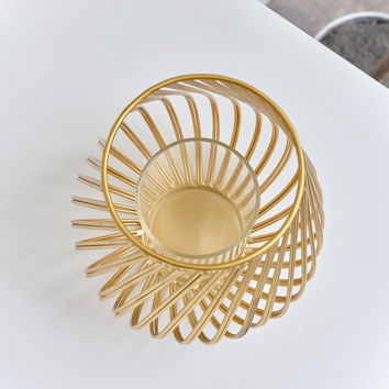 Gold Metal Wire Twist Candle Holder