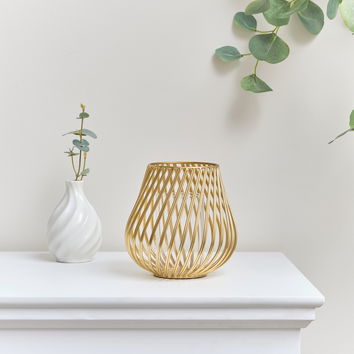 Gold Metal Wire Twist Candle Holder