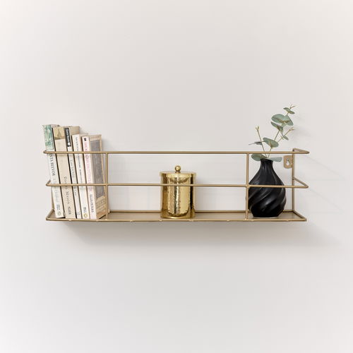 Gold Metal Wire Wall Shelf - 56cm