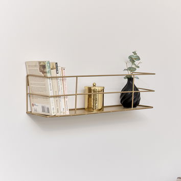 Gold Metal Wire Wall Shelf - 56cm