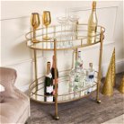 Gold Mirrored Oval Drinks Trolley