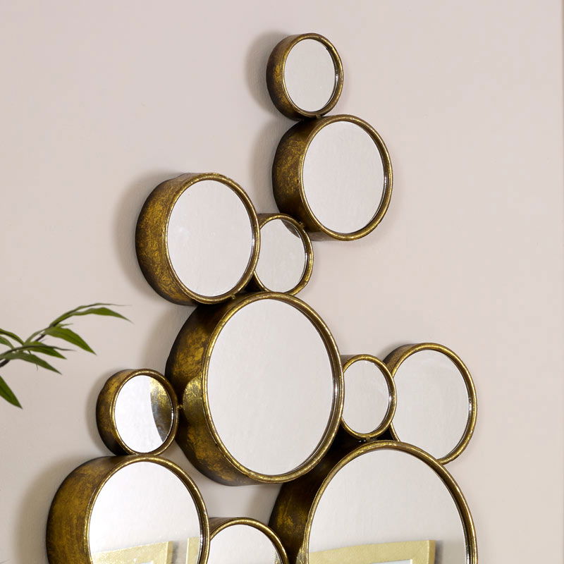 Gold Multi Circle Wall Mirror 61cm X 103cm