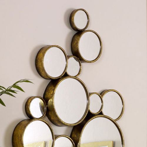 Gold Multi Circle Wall Mirror 61cm x 103cm