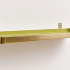 Gold & Olive Green Enamelled Metal Wall Shelf - 50cm