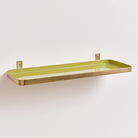 Gold & Olive Green Enamelled Metal Wall Shelf - 50cm