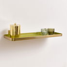 Gold & Olive Green Enamelled Metal Wall Shelf - 50cm