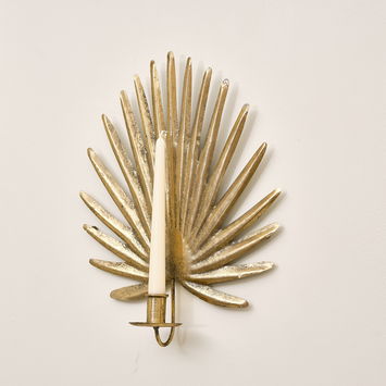 Gold Palm Leaf Wall Candle Holder Sconce