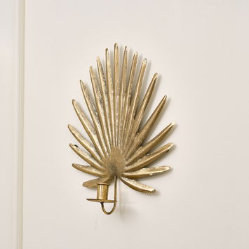 Gold Palm Leaf Wall Candle Holder Sconce