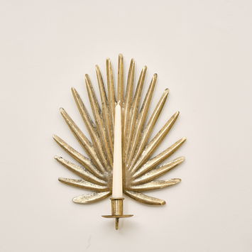 Gold Palm Leaf Wall Candle Holder Sconce