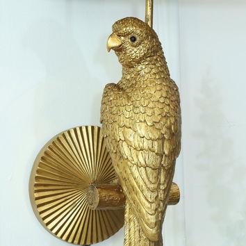 Gold Parrot Wall Light with Black Shade