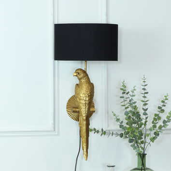 Gold Parrot Wall Light with Black Shade