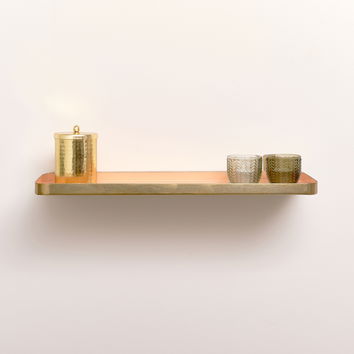 Gold & Peach Enamelled Metal Wall Shelf - 50cm