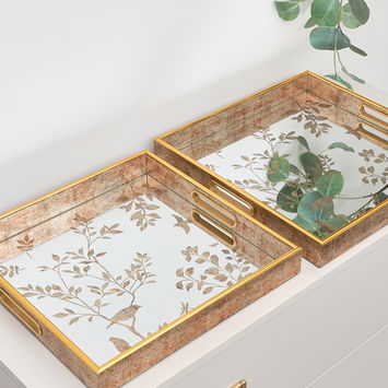 Gold Printed Mirrored Tray - Large