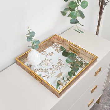 Gold Printed Mirrored Tray - Large