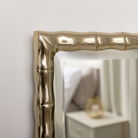 Gold Rectangle Bamboo Framed Wall Mirror - 43cm x 33cm 