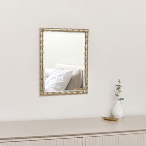 Gold Rectangle Bamboo Framed Wall Mirror - 43cm x 33cm