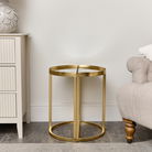 Gold Set of 2 Semi Circle Printed Mirrored Side Table