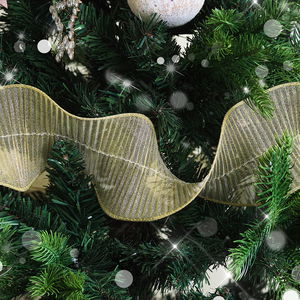 Gold Sparkle Ruffle Christmas Tree Ribbon - 270cm