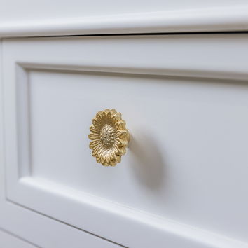 Gold Sunflower Drawer Knob