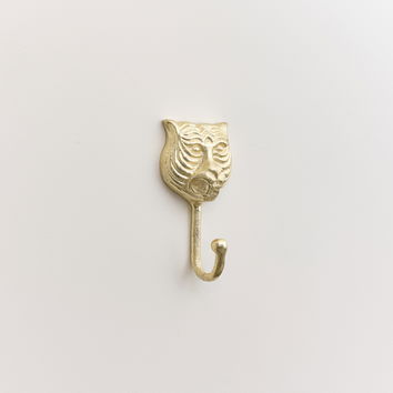 Gold Tiger Head Wall Hook